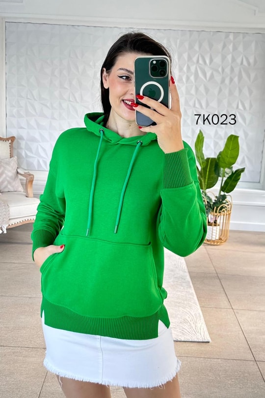 Kanguru Cepli Kapşonlu 2 İplik Sweatshirt