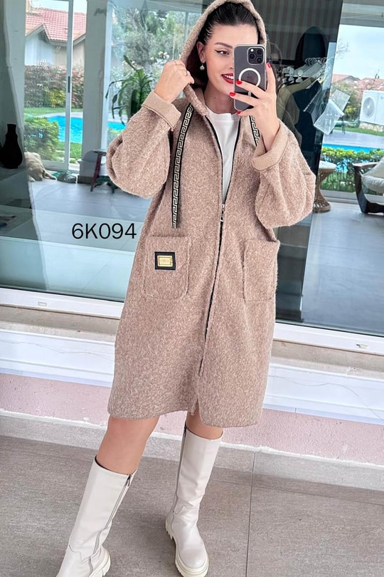 Kapşonlu Kaşe Kaban