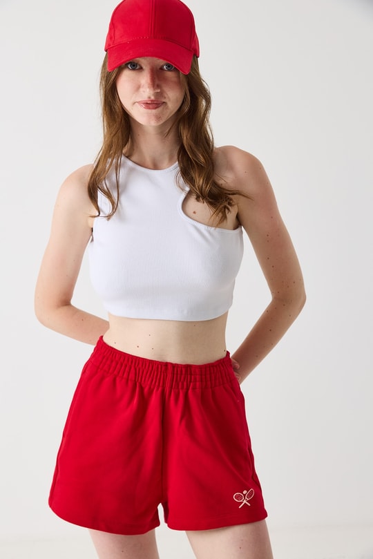 Kadın Göğüs Dekolte Kaşkorse Crop Bluz