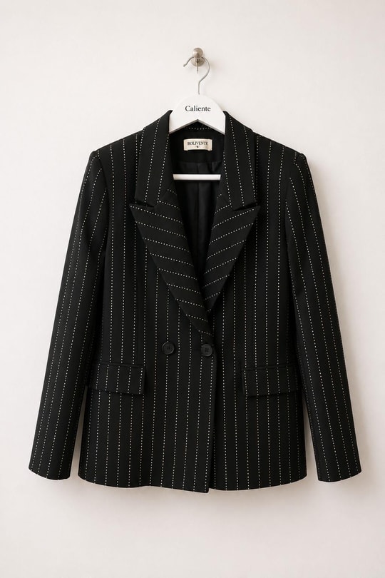Kadın Taş Detaylı Oversize Blazer Ceket Siyah