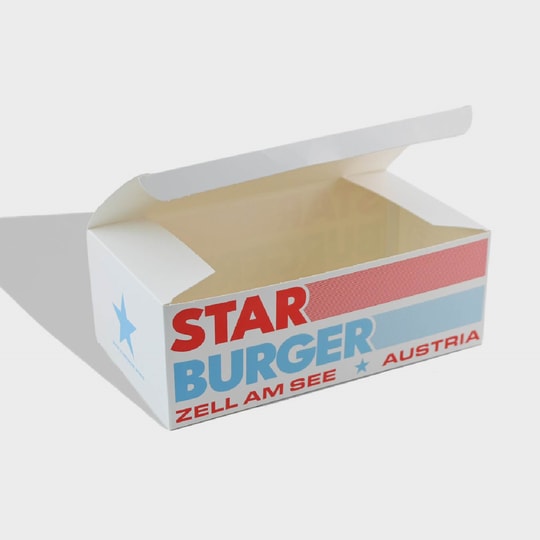 Baskılı Beyaz Hamburger Menü Kutusu - Dip Kilit Yapıştırmalı