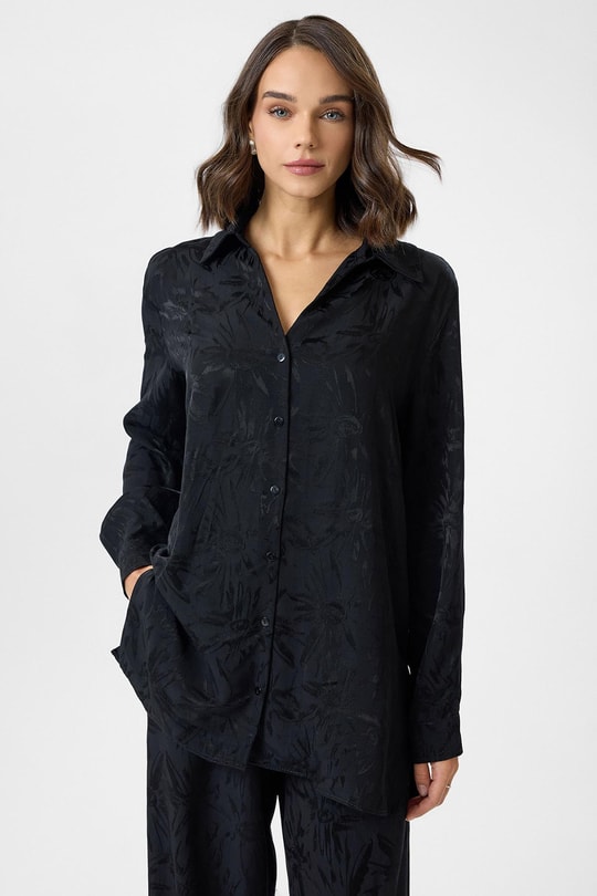 Desenli Saten Gömlek