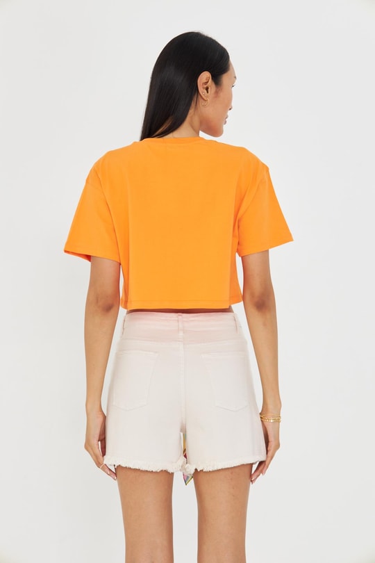 Bisiklet Yaka Crop T-Shirt
