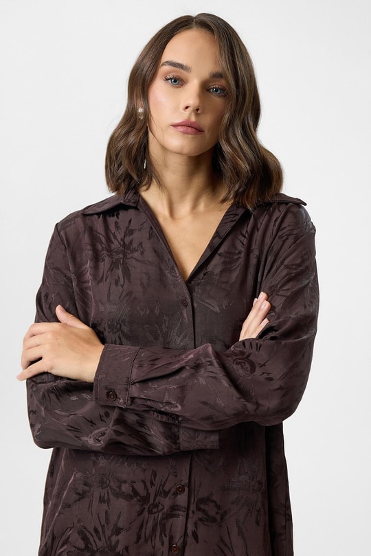 Desenli Saten Gömlek