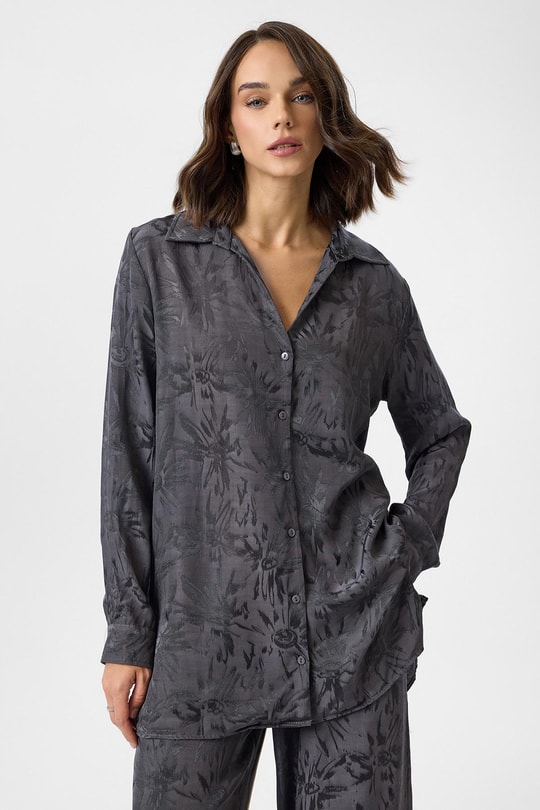 Desenli Saten Gömlek