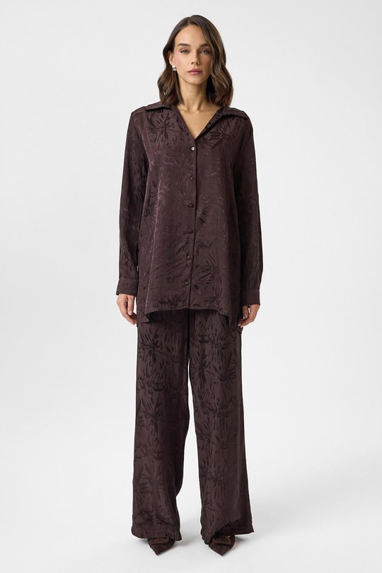 Desenli Saten Gömlek