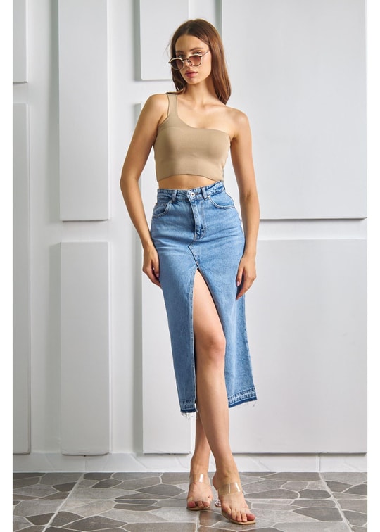 Tek Omuz Crop Top - Tiffany & Tomato