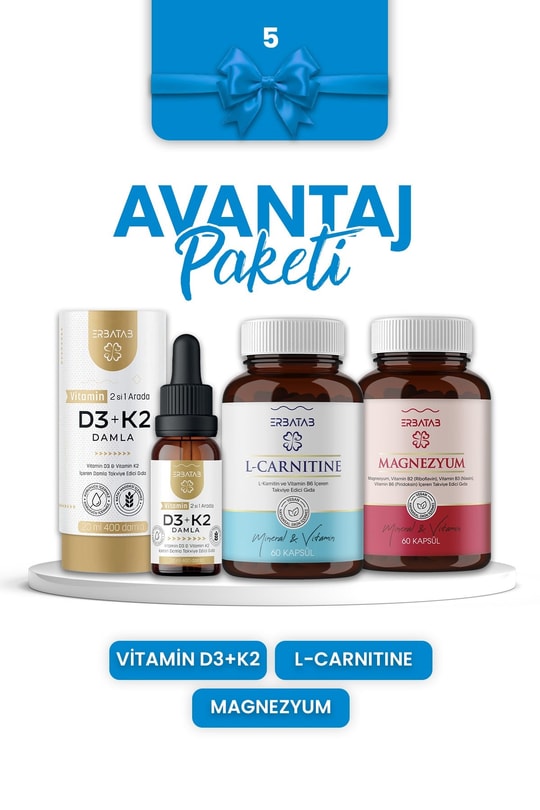 Erbatab Avantaj Paketi 5 (Magnezyum, L Carnitin, D3K2)
