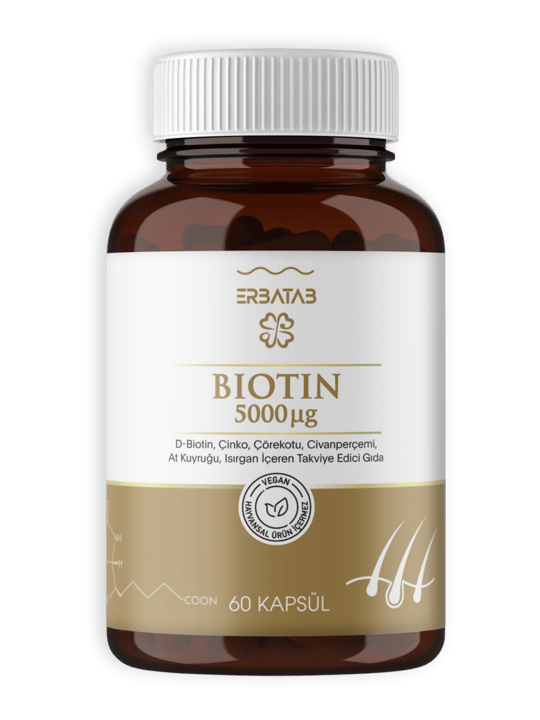 Erbatab Biotin (Çinko Çörekotu Civan Perçemi At Ku yruğu Isırgan Ekstresi) 60 Kapsül