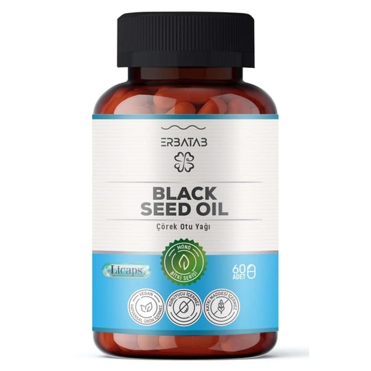 Erbatab Çörek Otu Yağı Black Seed Oil 60 Kapsül Licaps®