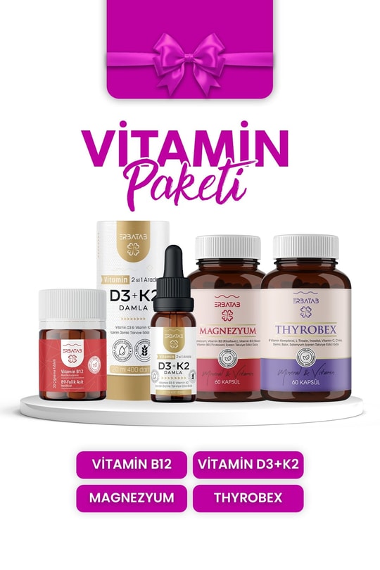 Erbatab Günlük Vitamin Paketi(Thyrobex, D3K2, B12,  Magnezyum)
