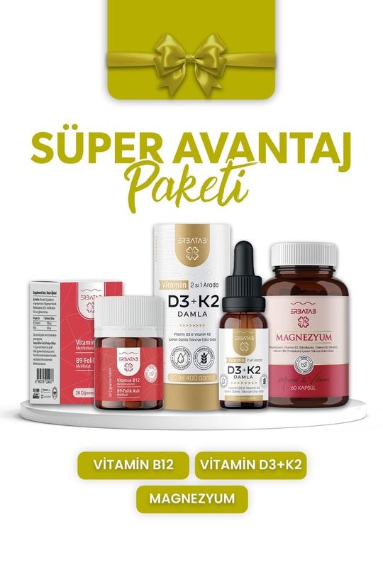 Erbatab Süper Avantaj Paketi ( D3K2, B12-B9, Magne zyum )