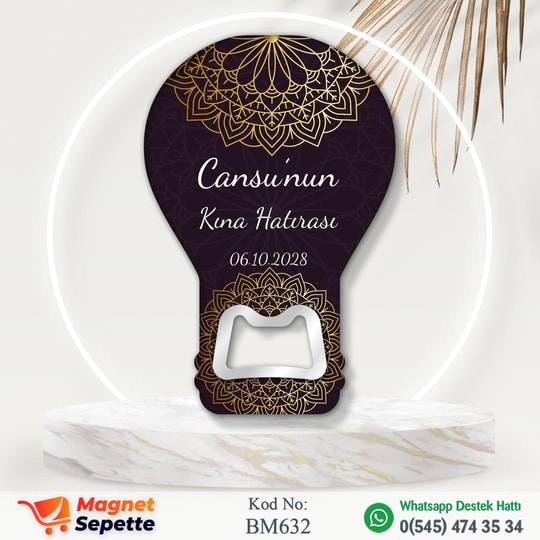 Altın Yaldız Desenli Kına Magnet