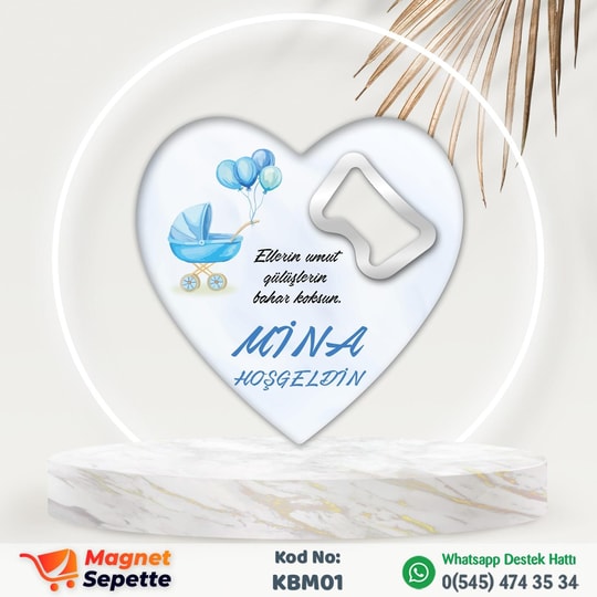 Bebek Arabalı Kalp Magnet