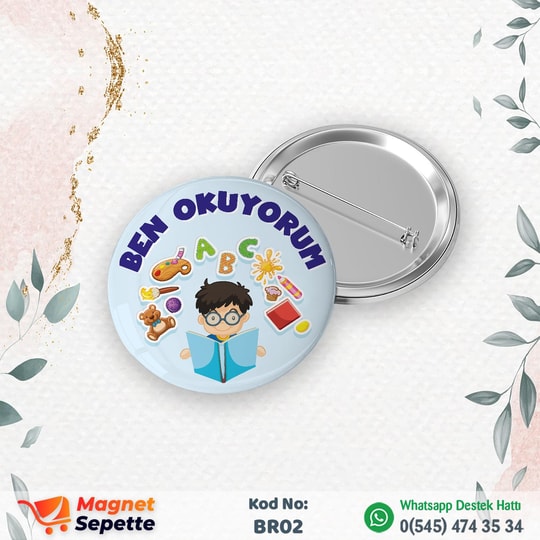 Ben Okuyorum Erkek Öğrenci Buton Rozet