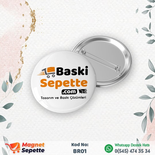 Firmaya Özel Logo Baskılı Buton Rozet