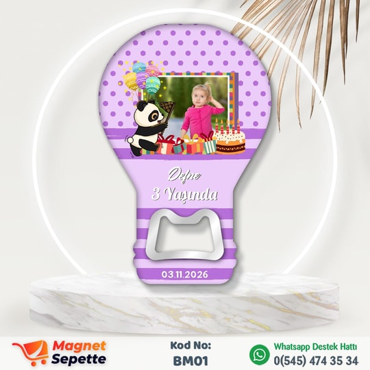 Fotoğraflı Pandalı Balon Magnet
