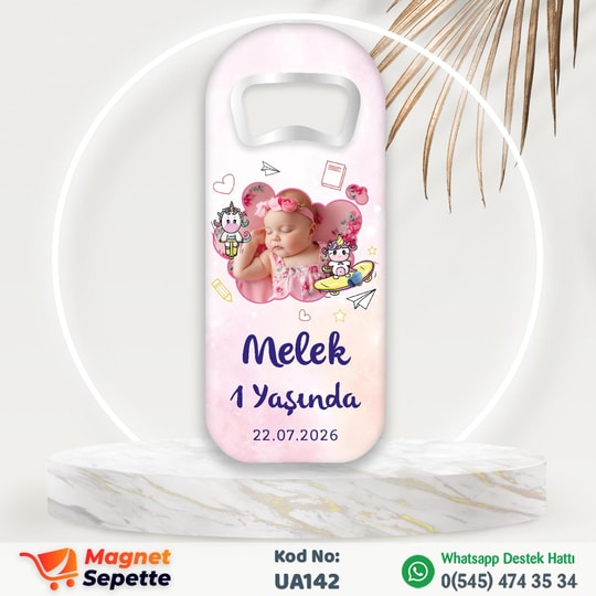Fotoğraflı Pembe Uzun Magnet