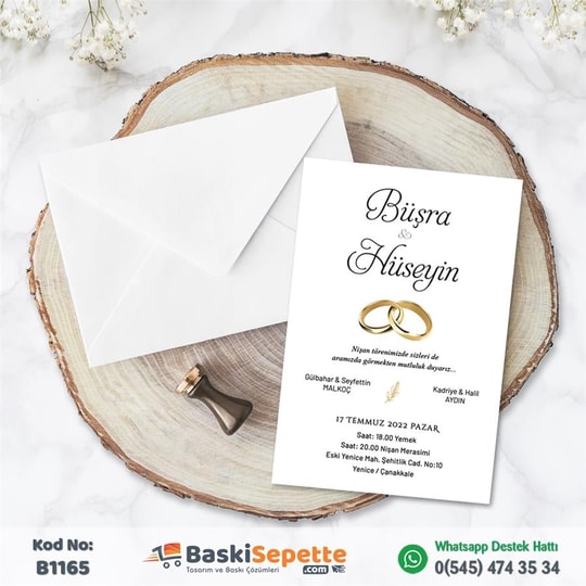 Çiçek Demetli Düğün Davetiyesi