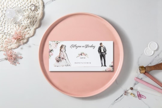 Gelin Damat Figürlü Hareketli Davetiye 4