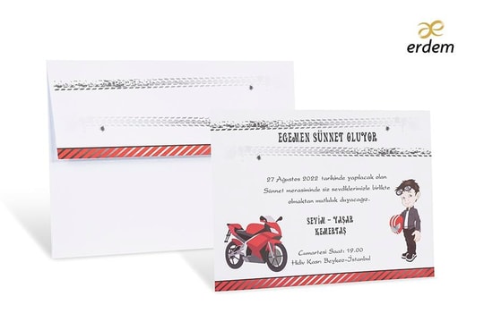 Motorsikletli Sünnet Davetiyesi Modeli