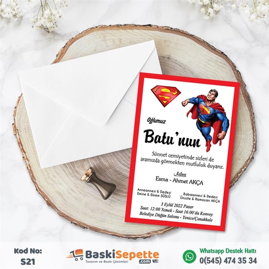 Süpermen Temalı Sünnet Davetiyesi