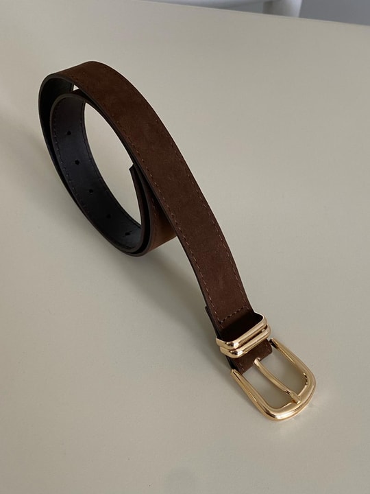 Acı Kahve Gold Tokalı Süet Kemer