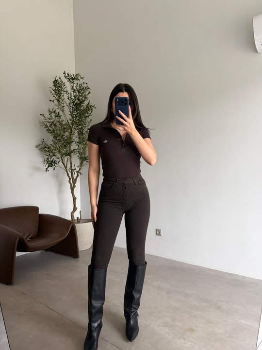 Acı Kahve Toparlayıcı Yüksek Bel Skinny Jean