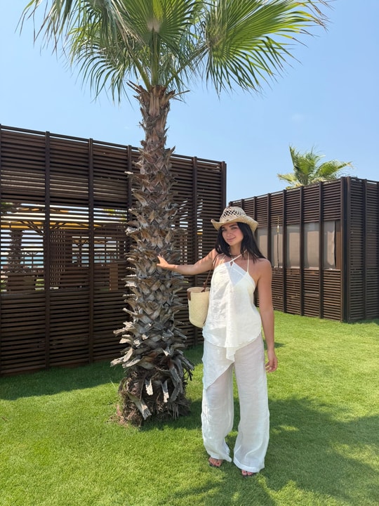 Bej Asimertik Beli Lastikli Summer Takım