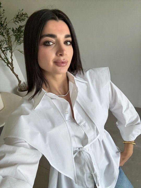 Beyaz Şallı Poplin Gömlek