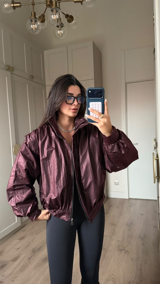 Bordo Aura Bomber Ceket