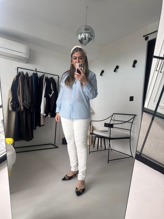 Ekru Likralı Big Size Skinny Jean