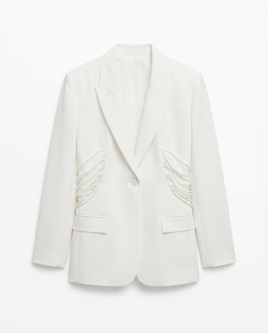 Ekru Yanları Bağlamalı Blazer Ceket