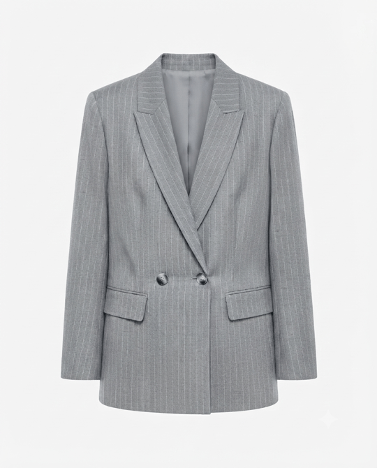 Gri Çizgili Blazer Ceket