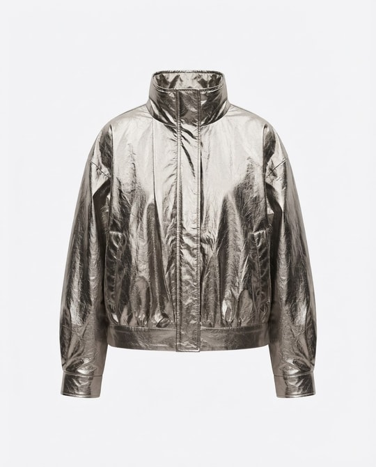 Gümüş Aura Bomber Ceket