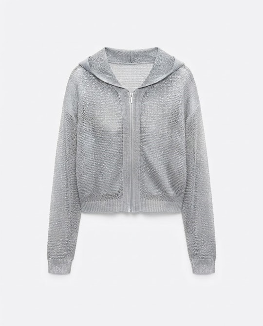 Gümüş Kapüşonlu Sweat