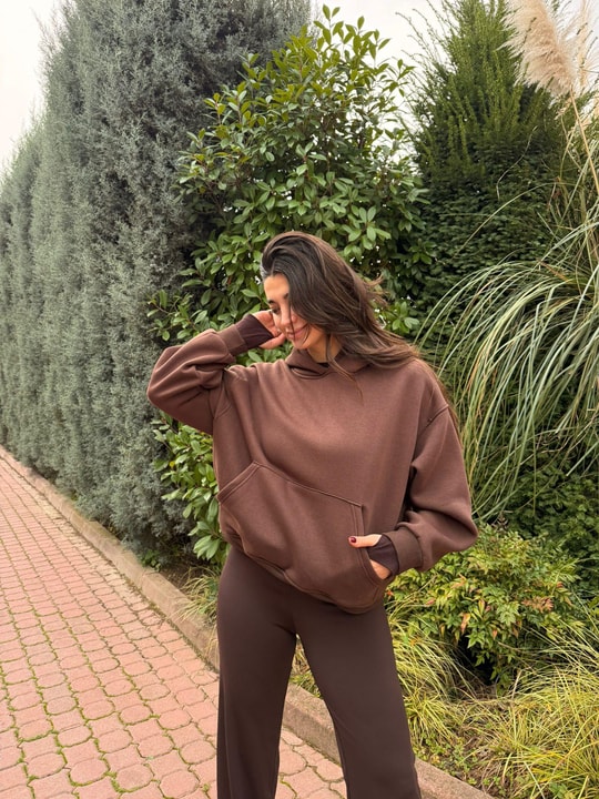 Kahve Kapüşonlu Elvis Sweat