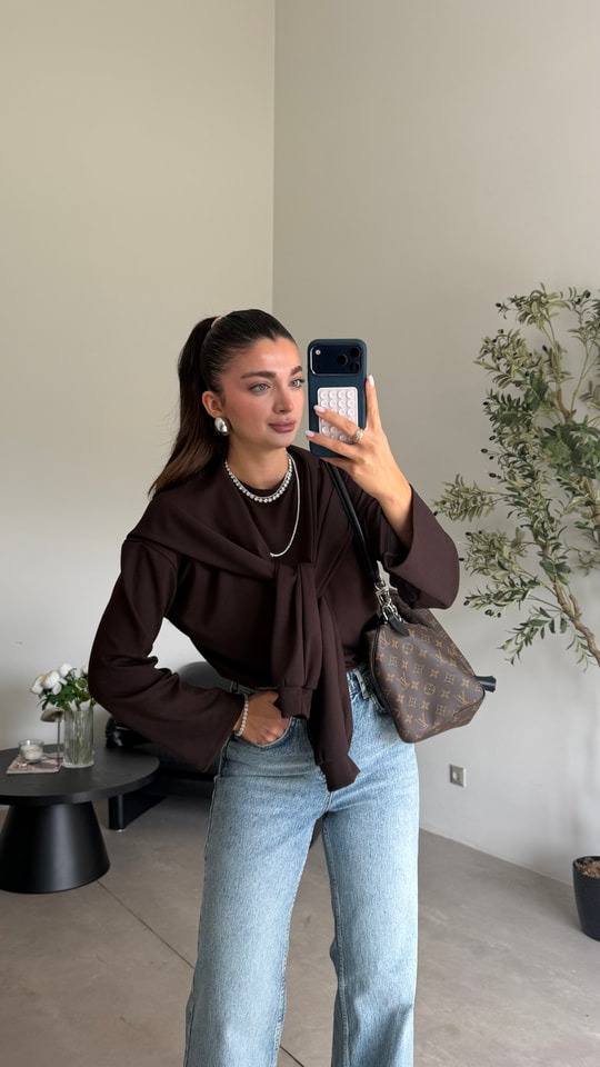 Kahve Şallı Sweat 
