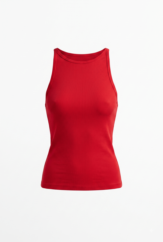 Kırmızı Halter Yaka Yumuşacık Crop Bluz (50 Cm)