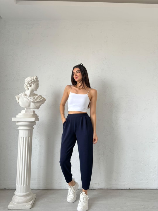 Lacivert Cepli Liza Şalvar Pantolon