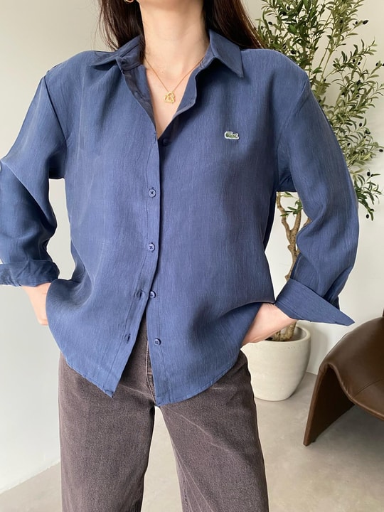 Lacivert Logolu Basic Gömlek