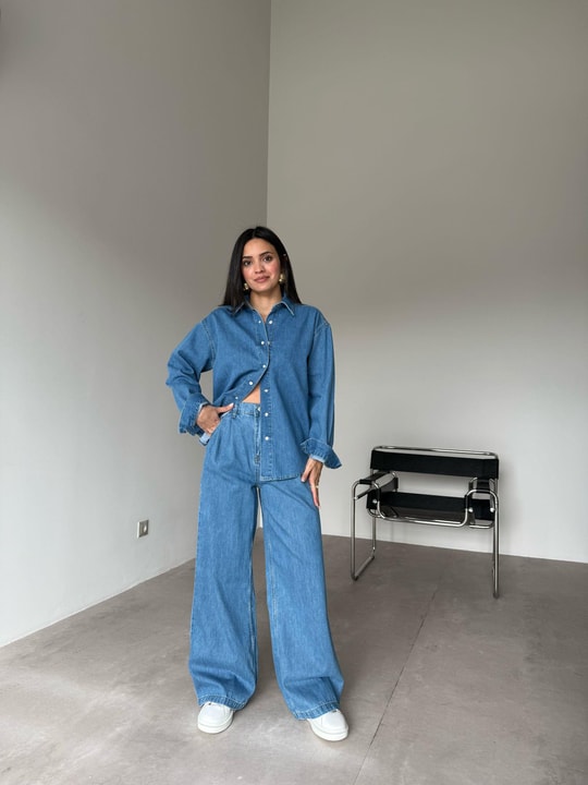 Mavi Gömlekli Denim Takım