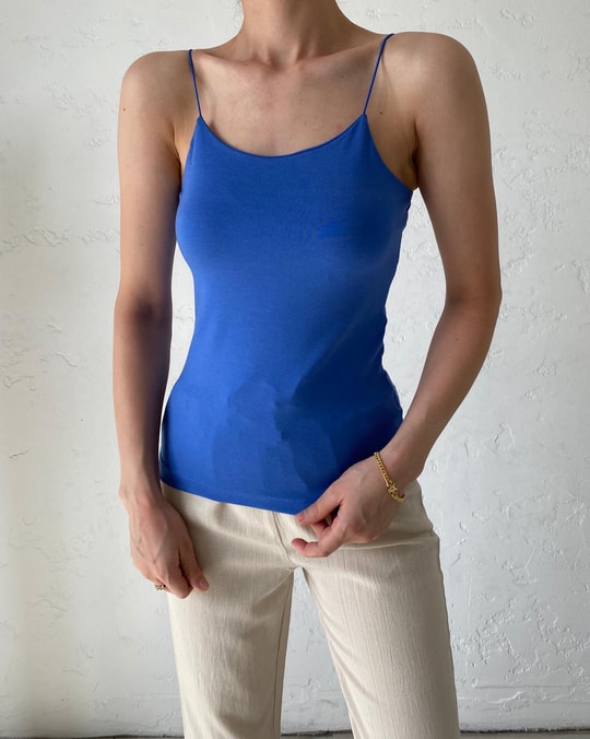 Mavi İp Askılı Uzun Crop (51 Cm) 