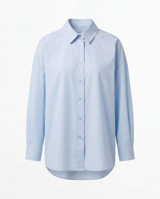 Mavi Oversize Poplin Gömlek