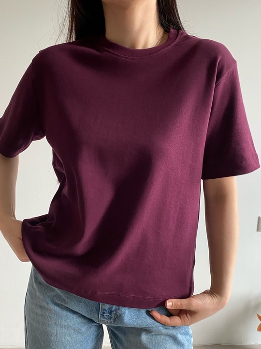 Mürdüm Bisiklet Yaka Babe Basic Tişört