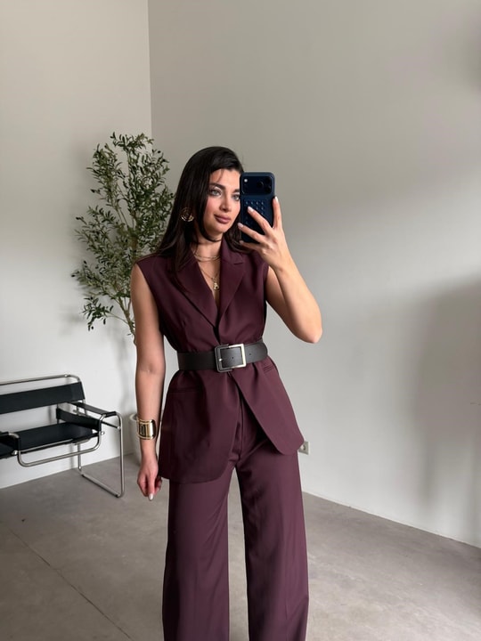 Mürdüm  Premium Kalite Yelek Pantolon Takım