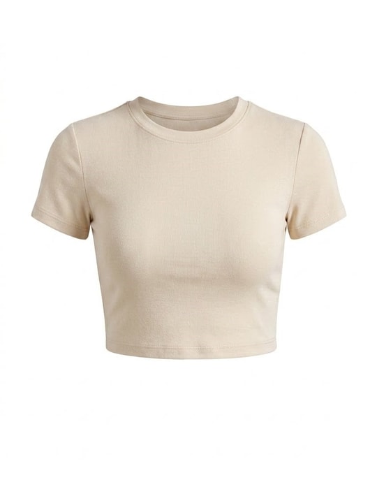 Nude Likralı Esnek Leo Crop Tişört