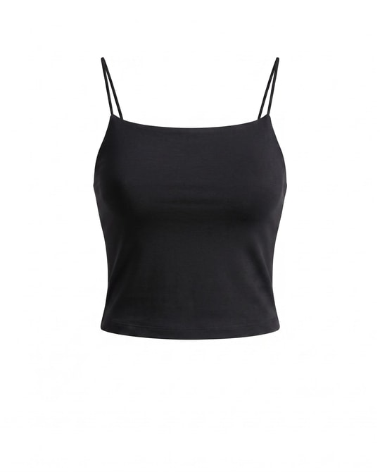 Siyah İp Askılı Crop (42 Cm)