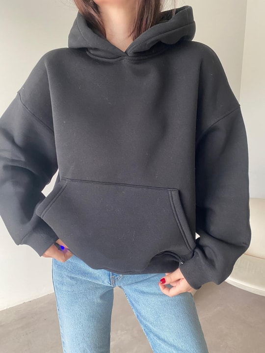 Siyah Kapüşonlu Elvis Sweat