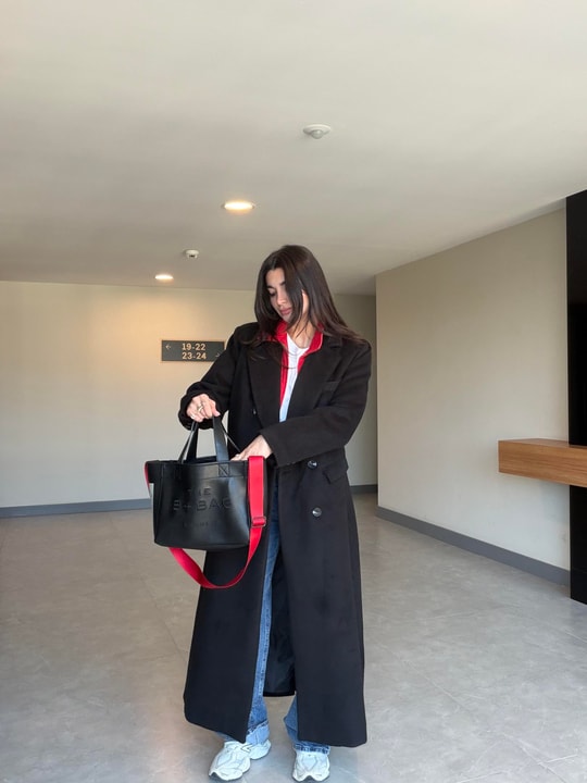 Siyah Uzun Kaşe Kaban